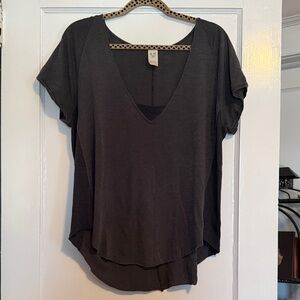 Free People Charcoal Short Sleeve Tee